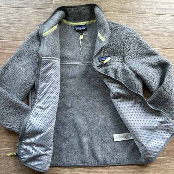 NWOT Patagonia Retro Pile Grey Neon Fleece Jacket - Picture 5 of 6